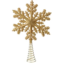 Baumspitze Schneeflocke mit Glimmer, gold Best