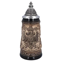 Bierkrug mit Zinndeckel "Deutschland", natur, 0,5l Clearance