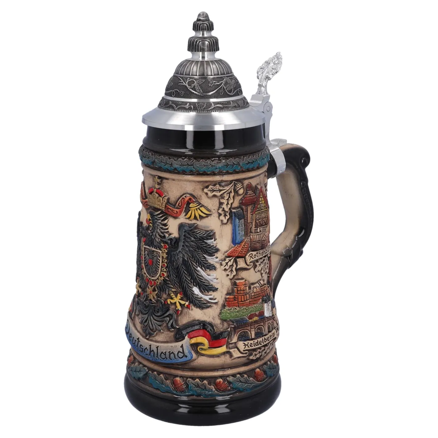 Bierkrug mit Zinndeckel "Deutschland", bunt-natur, 0,5l Sale