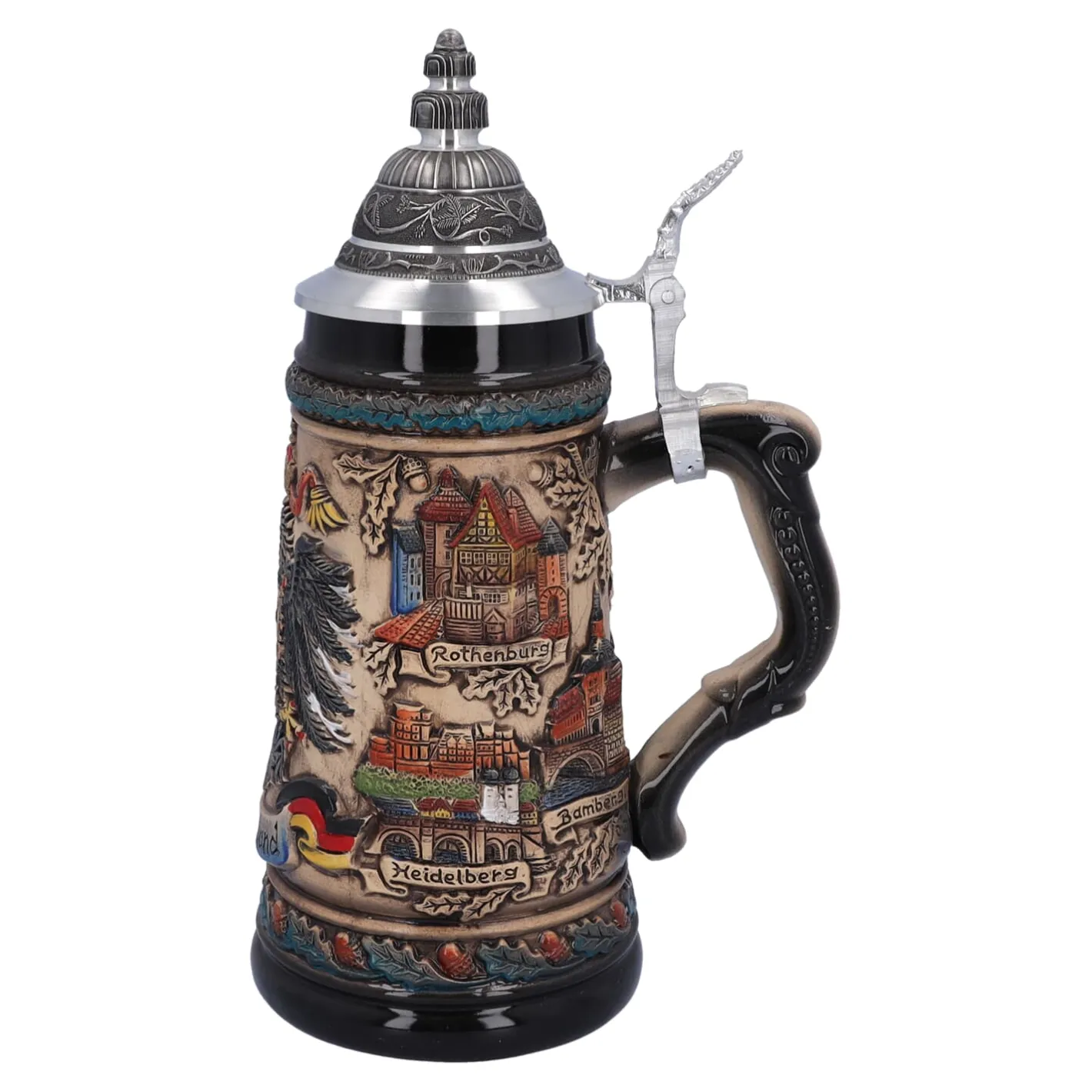 Bierkrug mit Zinndeckel "Deutschland", bunt-natur, 0,5l Sale