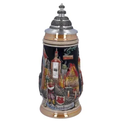 Bierkrug mit Zinndeckel "Panorama Rothenburg", schwarz, 0,5l Sale