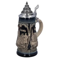 Bierkrug mit Zinndeckel "Rothenburg mit Ritter", 0,25l Hot
