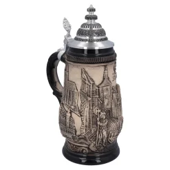Bierkrug mit Zinndeckel 