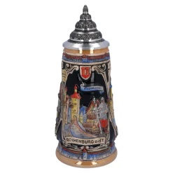 Bierkrug mit Zinndeckel "Rothenburg mit Ritter", 0,5l Discount