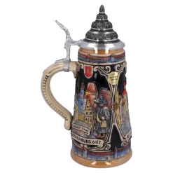 Bierkrug mit Zinndeckel 