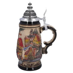 Bierkrug mit Zinndeckel 