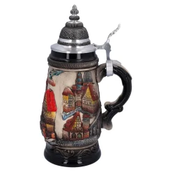 Bierkrug mit Zinndeckel 