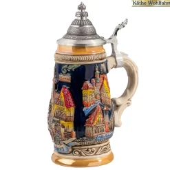 Bierkrug mit Zinndeckel "Rothenburg", schwarz, 0,25l Sale