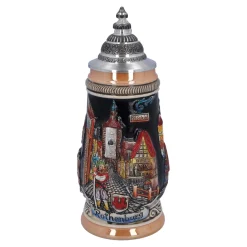 Bierkrug mit Zinndeckel "Rothenburg", schwarz, 0,25l Sale