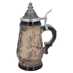 Bierkrug mit Zinndeckel 