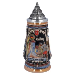 Bierkrug mit Zinndeckel "Rothenburg mit Ritter", 0,25 l