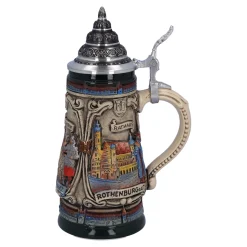 Bierkrug mit Zinndeckel 