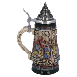 Bierkrug mit Zinndeckel 