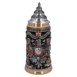 Bierkrug mit Zinndeckel "Stadtwappen", schwarz, 0,75l Sale