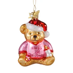 Poesie in Glas Bär "Baby's 1st Christmas" (rosa) Best