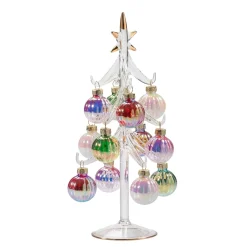 Glasbaum mit irisierenden Kugeln