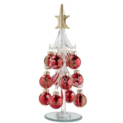 Glasbaum mit roten Kugeln Outlet