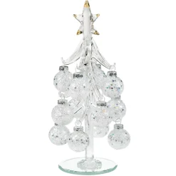 Glasbaum mit weißen Kugeln, 20 cm New