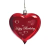Glasherz bordeauxrot glänzend "Happy Birthday" New