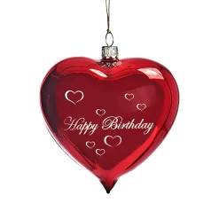 Glasherz bordeauxrot glänzend "Happy Birthday" New