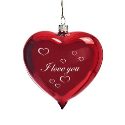 Glasherz bordeauxrot glänzend "I love you" Outlet