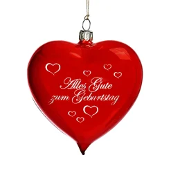 Glasherz rot glänzend "Alles Gute zum Geburtstag" Clearance