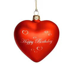 Glasherz rot matt "Happy Birthday" Hot