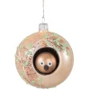 Glaskugel beige mit Vogel, 8 cm Sale