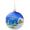Glaskugel blau "Weihnachten Berlin", 10 cm New