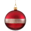 Glaskugel bordeauxrot mit Glitterband, 8cm Best