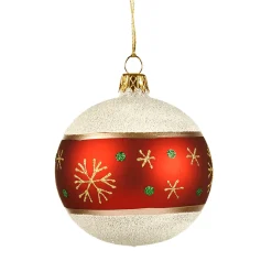 Glaskugel Frosty mit Schneeflocken, 8cm Outlet