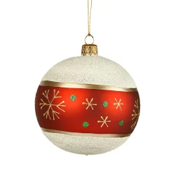 Glaskugel Frosty mit Schneeflocken, 10cm Sale