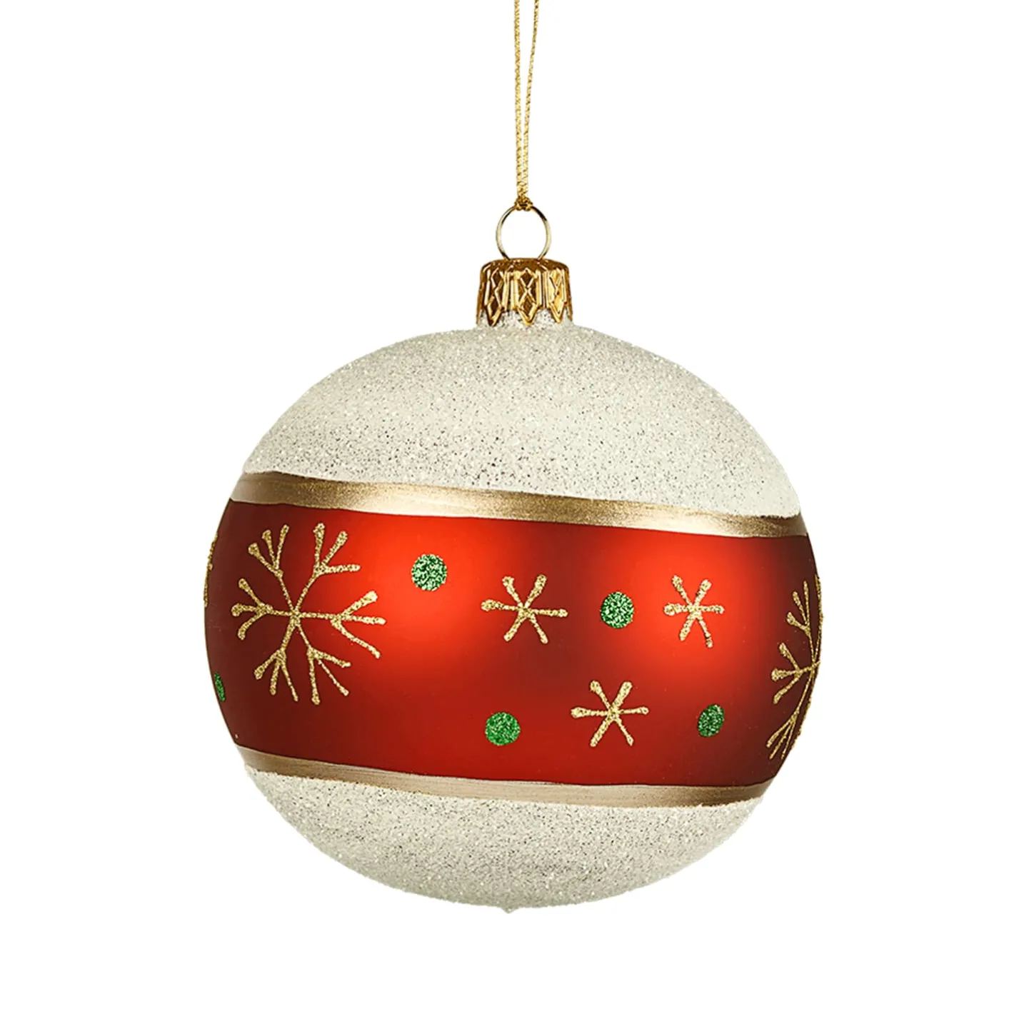 Glaskugel Frosty mit Schneeflocken, 10cm Sale