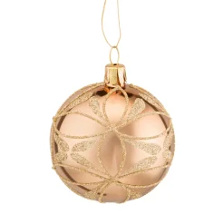 Glaskugel gold mit Blütennetz, 6 cm Hot