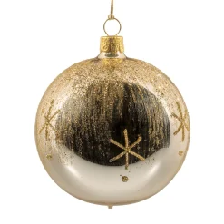Glaskugel gold mit Glitzer und Sternchen, 8 cm Online