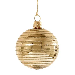 Glaskugel gold mit goldenen Streifen, 6cm Outlet