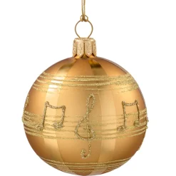 Glaskugel gold mit Noten, 8 cm Sale