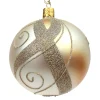 Glaskugel gold mit Verzierung, 8 cm Best