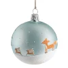 Glaskugel graublau matt, "Tiere im Schnee", 7 cm Hot