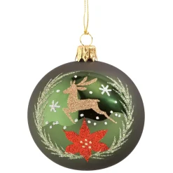 Glaskugel grün mit Hirsch, 7 cm Outlet