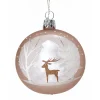 Glaskugel hellbraun mit Winterwald, 7cm Hot