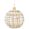 Glaskugel klar mit Glitter gold/weiß, 8 cm Clearance