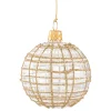 Glaskugel klar mit Glitzer gold/weiß, 6 cm