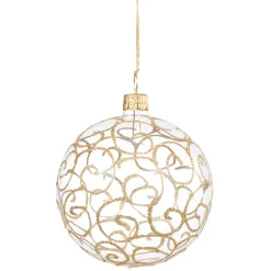 Glaskugel klar mit Goldschnörkeln, 8 cm Online
