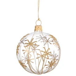 Glaskugel klar mit Goldsternen, 7 cm New