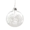 Glaskugel klar mit weißen Bäumen, 7 cm Sale