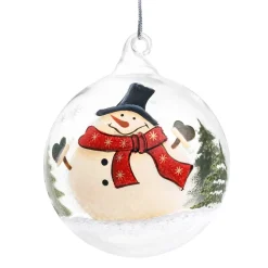 Glaskugel klar Schneemann mit Zylinder, 8 cm Sale