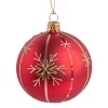 Glaskugel matt, rot mit Schneeflocken, 10 cm Discount