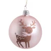 Glaskugel rosa mit Hirsch, 7 cm Sale