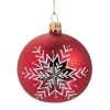 Glaskugel rot matt mit Schneeflocke, 8 cm Discount